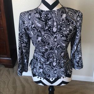 Dress Barn - Embellished black & white top.